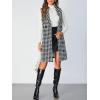 imageSOLY HUX Womens Plaid Houndstooth Print Blazer Long Vest Top Sleeveless Cardigan JacketBlack Houndstooth