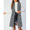 imageSOLY HUX Womens Plaid Houndstooth Print Blazer Long Vest Top Sleeveless Cardigan JacketBlack Houndstooth