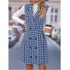 imageSOLY HUX Womens Plaid Houndstooth Print Blazer Long Vest Top Sleeveless Cardigan JacketBlue Houndstooth