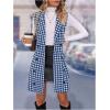 imageSOLY HUX Womens Plaid Houndstooth Print Blazer Long Vest Top Sleeveless Cardigan JacketBlue Houndstooth