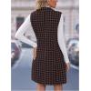 imageSOLY HUX Womens Plaid Houndstooth Print Blazer Long Vest Top Sleeveless Cardigan JacketBrown Houndstooth Print