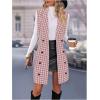 imageSOLY HUX Womens Plaid Houndstooth Print Blazer Long Vest Top Sleeveless Cardigan JacketDusty Pink Houndstooth
