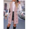 imageSOLY HUX Womens Plaid Houndstooth Print Blazer Long Vest Top Sleeveless Cardigan JacketDusty Pink Houndstooth