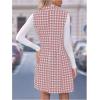 imageSOLY HUX Womens Plaid Houndstooth Print Blazer Long Vest Top Sleeveless Cardigan JacketDusty Pink Houndstooth