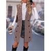 imageSOLY HUX Womens Plaid Houndstooth Print Blazer Long Vest Top Sleeveless Cardigan JacketRed Houndstooth Print