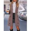 imageSOLY HUX Womens Plaid Houndstooth Print Blazer Long Vest Top Sleeveless Cardigan JacketRed Houndstooth Print