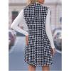 imageSOLY HUX Womens Plaid Houndstooth Print Blazer Long Vest Top Sleeveless Cardigan JacketRoyal Blue Houndstooth Print