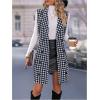 imageSOLY HUX Womens Plaid Houndstooth Print Blazer Long Vest Top Sleeveless Cardigan JacketRoyal Blue Houndstooth Print