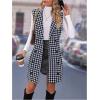 imageSOLY HUX Womens Plaid Houndstooth Print Blazer Long Vest Top Sleeveless Cardigan JacketRoyal Blue Houndstooth Print
