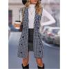 imageSOLY HUX Womens Plaid Houndstooth Print Blazer Long Vest Top Sleeveless Cardigan JacketRoyal Blue Houndstooth Print