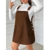 imageSOLY HUX Womens Plus Size Corduroy Overall Dress Sleeveless Pinafore Mini Dress JumperPure Brown