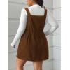 imageSOLY HUX Womens Plus Size Corduroy Overall Dress Sleeveless Pinafore Mini Dress JumperPure Brown
