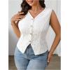 imageSOLY HUX Womens Plus Size Floral Lace Vest Shirts Button Down Elegant Work Office Tank TopsSolid Apricot