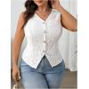 imageSOLY HUX Womens Plus Size Floral Lace Vest Shirts Button Down Elegant Work Office Tank TopsSolid Apricot