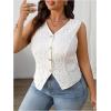 imageSOLY HUX Womens Plus Size Floral Lace Vest Shirts Button Down Elegant Work Office Tank TopsSolid Apricot