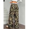 imageSOLY HUX Womens Striped Pants Color Block High Waisted Wide Leg Casual Work Office Long TrousersArmy Green Camo