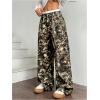 imageSOLY HUX Womens Striped Pants Color Block High Waisted Wide Leg Casual Work Office Long TrousersArmy Green Camo