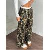 imageSOLY HUX Womens Striped Pants Color Block High Waisted Wide Leg Casual Work Office Long TrousersArmy Green Camo