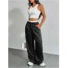imageSOLY HUX Womens Striped Pants Color Block High Waisted Wide Leg Casual Work Office Long TrousersBlack and White Striped
