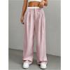imageSOLY HUX Womens Striped Pants Color Block High Waisted Wide Leg Casual Work Office Long TrousersDusty Pink Striped