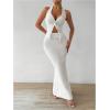 imageSOLY HUX Womens Two Piece Outfits Twist Front Halter Cami Tops and Skirt Summer SetPlain White