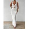 imageSOLY HUX Womens Two Piece Outfits Twist Front Halter Cami Tops and Skirt Summer SetPlain White