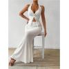 imageSOLY HUX Womens Two Piece Outfits Twist Front Halter Cami Tops and Skirt Summer SetPlain White