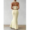imageSOLY HUX Womens Two Piece Outfits Twist Front Halter Cami Tops and Skirt Summer SetPure Apricot