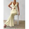 imageSOLY HUX Womens Two Piece Outfits Twist Front Halter Cami Tops and Skirt Summer SetPure Apricot