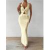 imageSOLY HUX Womens Two Piece Outfits Twist Front Halter Cami Tops and Skirt Summer SetPure Apricot