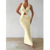 imageSOLY HUX Womens Two Piece Outfits Twist Front Halter Cami Tops and Skirt Summer SetPure Apricot