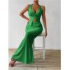 imageSOLY HUX Womens Two Piece Outfits Twist Front Halter Cami Tops and Skirt Summer SetPure Green