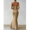 imageSOLY HUX Womens Two Piece Outfits Twist Front Halter Cami Tops and Skirt Summer SetPure Khaki