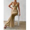 imageSOLY HUX Womens Two Piece Outfits Twist Front Halter Cami Tops and Skirt Summer SetPure Khaki