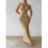 imageSOLY HUX Womens Two Piece Outfits Twist Front Halter Cami Tops and Skirt Summer SetPure Khaki