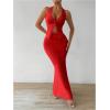 imageSOLY HUX Womens Two Piece Outfits Twist Front Halter Cami Tops and Skirt Summer SetPure Red