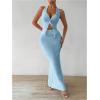 imageSOLY HUX Womens Two Piece Outfits Twist Front Halter Cami Tops and Skirt Summer SetSolid Blue