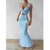 imageSOLY HUX Womens Two Piece Outfits Twist Front Halter Cami Tops and Skirt Summer SetSolid Blue