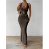 imageSOLY HUX Womens Two Piece Outfits Twist Front Halter Cami Tops and Skirt Summer SetSolid Coffee Brown