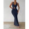 imageSOLY HUX Womens Two Piece Outfits Twist Front Halter Cami Tops and Skirt Summer SetSolid Dark Blue