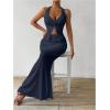 imageSOLY HUX Womens Two Piece Outfits Twist Front Halter Cami Tops and Skirt Summer SetSolid Dark Blue