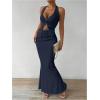 imageSOLY HUX Womens Two Piece Outfits Twist Front Halter Cami Tops and Skirt Summer SetSolid Dark Blue