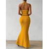 imageSOLY HUX Womens Two Piece Outfits Twist Front Halter Cami Tops and Skirt Summer SetSolid Gold