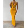 imageSOLY HUX Womens Two Piece Outfits Twist Front Halter Cami Tops and Skirt Summer SetSolid Gold
