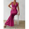 imageSOLY HUX Womens Two Piece Outfits Twist Front Halter Cami Tops and Skirt Summer SetSolid Hotpink