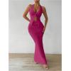 imageSOLY HUX Womens Two Piece Outfits Twist Front Halter Cami Tops and Skirt Summer SetSolid Hotpink