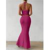 imageSOLY HUX Womens Two Piece Outfits Twist Front Halter Cami Tops and Skirt Summer SetSolid Hotpink