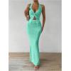 imageSOLY HUX Womens Two Piece Outfits Twist Front Halter Cami Tops and Skirt Summer SetSolid Lime Green