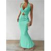 imageSOLY HUX Womens Two Piece Outfits Twist Front Halter Cami Tops and Skirt Summer SetSolid Lime Green