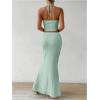 imageSOLY HUX Womens Two Piece Outfits Twist Front Halter Cami Tops and Skirt Summer SetSolid Mint Green